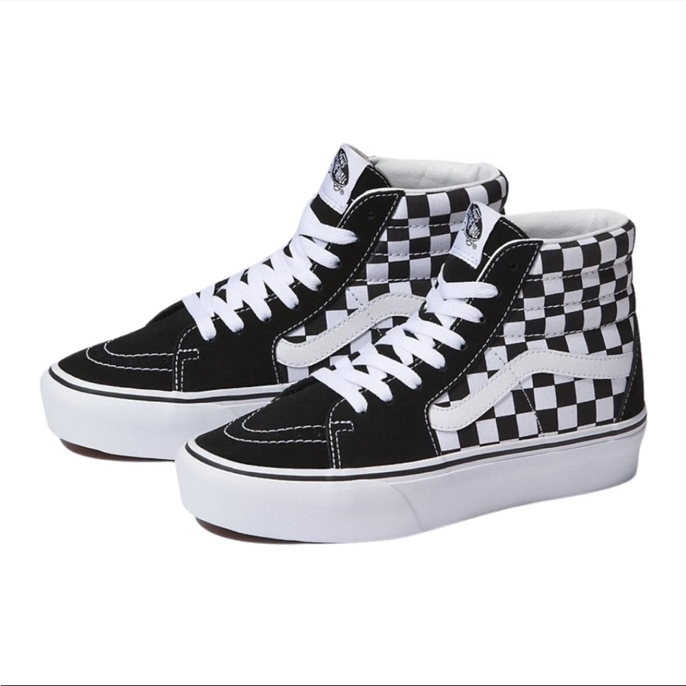 Vans Sk8-Hi Platform 2 Black and White Checkered Sneakers